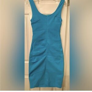 Papillon Blanc Blue Ruched Bodycon Dress